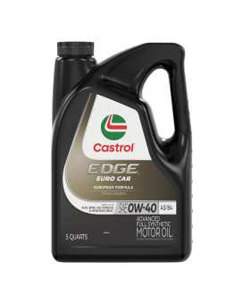 Castrol Edge Euro 0W40 A3B4 Advanced Full Synthetic Motor Oil 5 Quarts