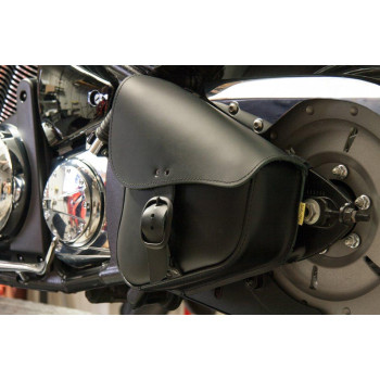 Willie Max Black Leather Motorcycle Swingarm Bag For Softailtriangulated Swingarm Models Matte Black Buckle Made In Usa