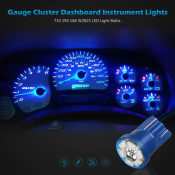 Partsam T10 194 168 Led Dash Instrument Light Bulbs Blue With Twist Lock Socket Super Bright T10 Instrument Panel Gauge Cluster