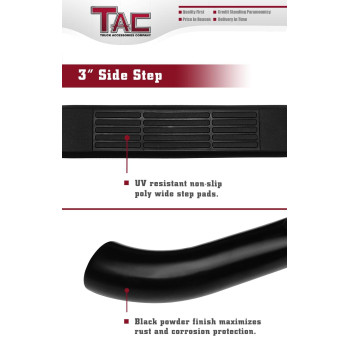 Tac 3 Side Steps Fit 20072021 Toyota Tundra Double Cab Truck Pickup Black Side Bars Nerf Bars Step Rails Running Boards Rock