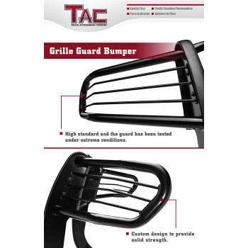 Tac Grill Guard Fit 20062010 Hummer H3 20092010 Hummer H3T Black Front Bumper Brush Nudge Push Bull Bar