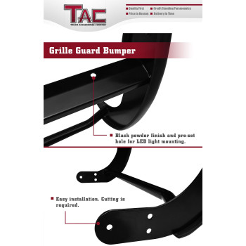 Tac Grill Guard Fit 20062010 Hummer H3 20092010 Hummer H3T Black Front Bumper Brush Nudge Push Bull Bar