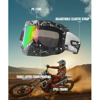 Crg Sports Motorcycle Goggle Motocross Atv Dirt Bike Off Road Racing Goggles For Man Woman Adult