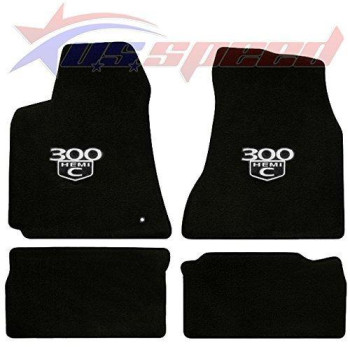 20052010 Chrysler 300C Rwd Floor Mats In Black With Hemi 300C Logo In Silver 4Pc