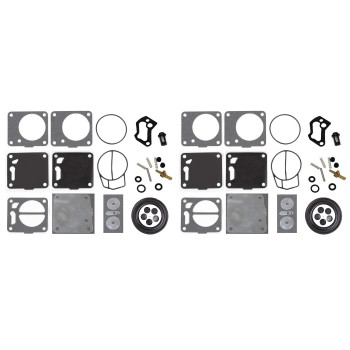 Aftermarket Dual Carb Rebuild Kit With Base Gaskets 007494 Compatible With Seadoo Polaris 3240128 Kawasaki 110603786 650