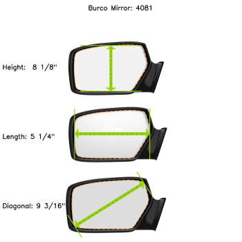 Burco 4081 Driver Side Replacement Mirror Glass Compatible With Hummer H3 H3T