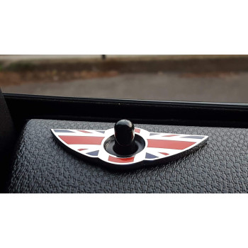 Ijdmtoy 2 Union Jack Style Wing Emblem Rings For Mini Cooper R55 R56 R57 R58 R59 Door Lock Knobs Redblue Uk Flag Design Doe