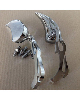 Httmt Mt252007Ttt003 Motorcycle Billet Alloy Teardrop Flame Custom Mirror Compatible With Harley Softail Fatboy Sportster