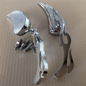 Httmt Mt252007Ttt003 Motorcycle Billet Alloy Teardrop Flame Custom Mirror Compatible With Harley Softail Fatboy Sportster