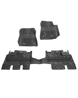 Mopar 82213860 Jeep Wrangler Unlimited 4Door Black Allweather 3Piece Floor Mat Set