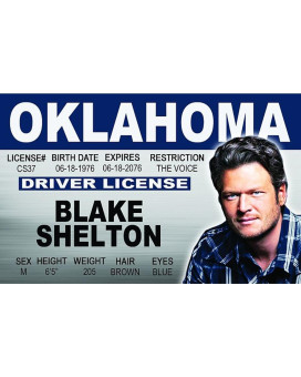 Signs 4 Fun Parody Drivers License Blake Shelton Id Fake Id Novelty Card Collectible Trading Card Drivers License Novelt