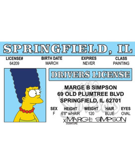 Signs 4 Fun Parody Drivers License Marge Id Fake Id Novelty Card Collectible Trading Card Drivers License Novelty Gift F