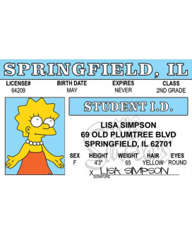 Signs 4 Fun Parody Id Lisa Drivers License Fake Id Novelty Card Collectible Trading Card Drivers License Novelty Gift Fo