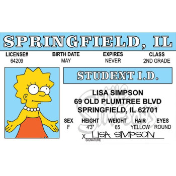 Signs 4 Fun Parody Id Lisa Drivers License Fake Id Novelty Card Collectible Trading Card Drivers License Novelty Gift Fo