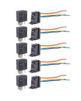 Esupport Car Heavy Duty Relay Switch 12V 30A Spdt 5Pin Wire Socket Plug Harness Waterproof Electrical Automotive Pack Of 5