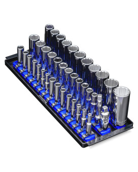 Ernst Manufacturing 8491 Socket Boss Multidrive Socket Organizer Tray With 13 Socket Rails Blue Drive Socket Storage Tray