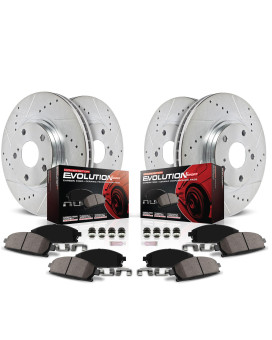 Power Stop K5749 Front And Rear Z23 Carbon Fiber Brake Pads With Drilled And Slotted Brake Rotors Kit For Audi A3 Vw Beetle Jett