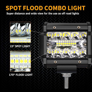 Led Pods Turbo Sii 4 Inch 60W Led Light Bar Spot Flood Combo Off Road Led Fog Lights Triple Row Led Work Lights For Jeep Trucks