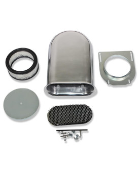 Demotor Performance Hilborn Style Silver Hood Air Scoop Kit Single 4 Barrel Carb Smooth Top Polished Aluminum