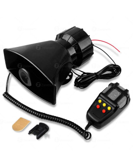 Zone Tech 5 Tone Sound Car Siren Vehicle Horn With Mic Pa Speaker System Emergency Sound Amplifier 60W Emergency Sounds Electr