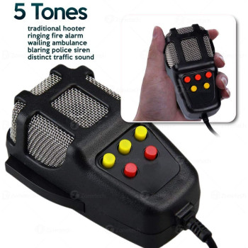 Zone Tech 5 Tone Sound Car Siren Vehicle Horn With Mic Pa Speaker System Emergency Sound Amplifier 60W Emergency Sounds Electr