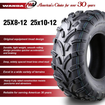 Wanda Set Of 4 Atvutv Tires 25X812 Front 25X1012 Rear 6Pr P3731024310244