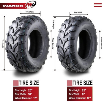 Wanda Set Of 4 Atvutv Tires 25X812 Front 25X1012 Rear 6Pr P3731024310244