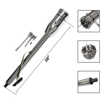 Demotor Performance 28 Tilt Gm Manual Chrome Steering Column Hot Rod With 9 Holes Adapter No Key