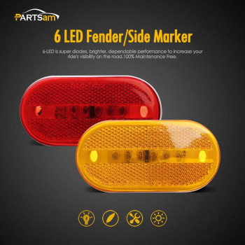 Partsam 4X Rectangular 4 Inch Led Front Rear Side Marker Clearance Lights Indicator Dot Certified For Rv Camper Motorhome Truc