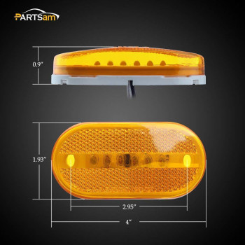 Partsam 4X Rectangular 4 Inch Led Front Rear Side Marker Clearance Lights Indicator Dot Certified For Rv Camper Motorhome Truc