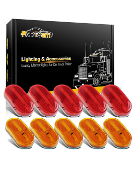 Partsam 10Pcs 4 Inch Trailer Rv Rectangular 6 Led Side Marker Clearance Lights Wreflex Lens Dot Certified Surface Mount For T