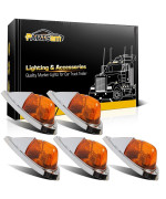 Partsam 5X Amber Cab Marker Top Roof Running Lights Kit Universal Teardrop Style Cab Light Compatible With Kenworthpeterbiltfr