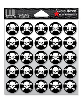 Award Decals New Skull And Crossbone White On Black Sticker Set 1 100 Decals The Original Award Decals Premium 20Mil Thick