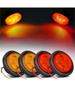 Partsam 2 Amber 2 Red Truck Trailer 25 Round Side Marker Led Clearance Light 4Led 12V 25 Inch Round Led Marker Lights 2