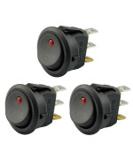 Autoec New 3Pc Car Truck Rocker Toggle Led Switch Red Light Onoff Control 12V