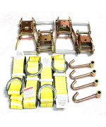 Gripon Pack Of 4 2 X8 Lasso Strap With 2 Ratchet And J Finger Hook Tie Dow