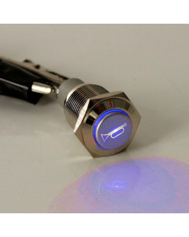 Esupport 12V Car Auto Blue Led Light Momentary Speaker Horn Push Button Metal Toggle Switch 19Mm