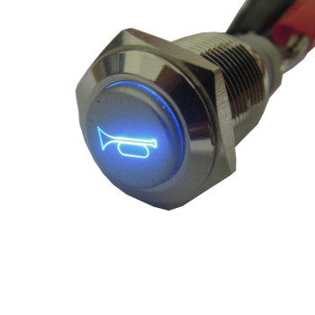 Esupport 12V Car Auto Blue Led Light Momentary Speaker Horn Push Button Metal Toggle Switch 19Mm