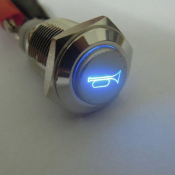 Esupport 12V Car Auto Blue Led Light Momentary Speaker Horn Push Button Metal Toggle Switch 19Mm