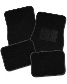 Zone Tech All Weather Carpet Vehicle Floor Mats 4Piece Black Premium Quality Carpet Vehicle Floor Mats Plus Vinyl Heel Pad For