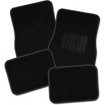 Zone Tech All Weather Carpet Vehicle Floor Mats 4Piece Black Premium Quality Carpet Vehicle Floor Mats Plus Vinyl Heel Pad For