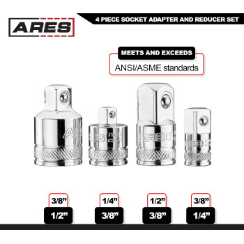 Ares 700074Piece Socket Adapter And Reducer Set 14Inch 38Inch 12Inch Ratchetsocket Set Extensionconversion Kit