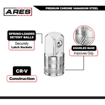 Ares 700074Piece Socket Adapter And Reducer Set 14Inch 38Inch 12Inch Ratchetsocket Set Extensionconversion Kit