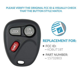 Keyless2Go Replacement For Keyless Entry Car Key Vehicles That Use 3 Button 15732803 Kobut1Bt