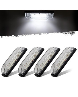 Partsam 4Pcs 4Inch Utility White 9 Led Strip Light Bar Clear Lens Waterproof 4 Boat Marine Lights Marker Lights For Truck Tr