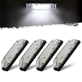 Partsam 4Pcs 4Inch Utility White 9 Led Strip Light Bar Clear Lens Waterproof 4 Boat Marine Lights Marker Lights For Truck Tr