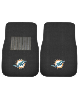 Fanmats 10755 Miami Dolphins 2Piece Embroidered Team Logo Car Mat Set Front Row Automotive Floor Mats