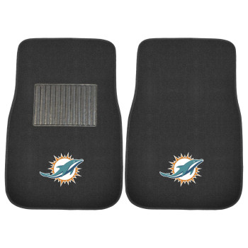 Fanmats 10755 Miami Dolphins 2Piece Embroidered Team Logo Car Mat Set Front Row Automotive Floor Mats