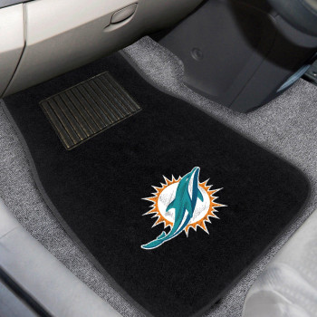 Fanmats 10755 Miami Dolphins 2Piece Embroidered Team Logo Car Mat Set Front Row Automotive Floor Mats