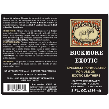 Bickmore Exotic 8Oz Specially Formulated Leather Spray Used To Clean Condition Polish And Protect Exotic Leathers Reptile Sk